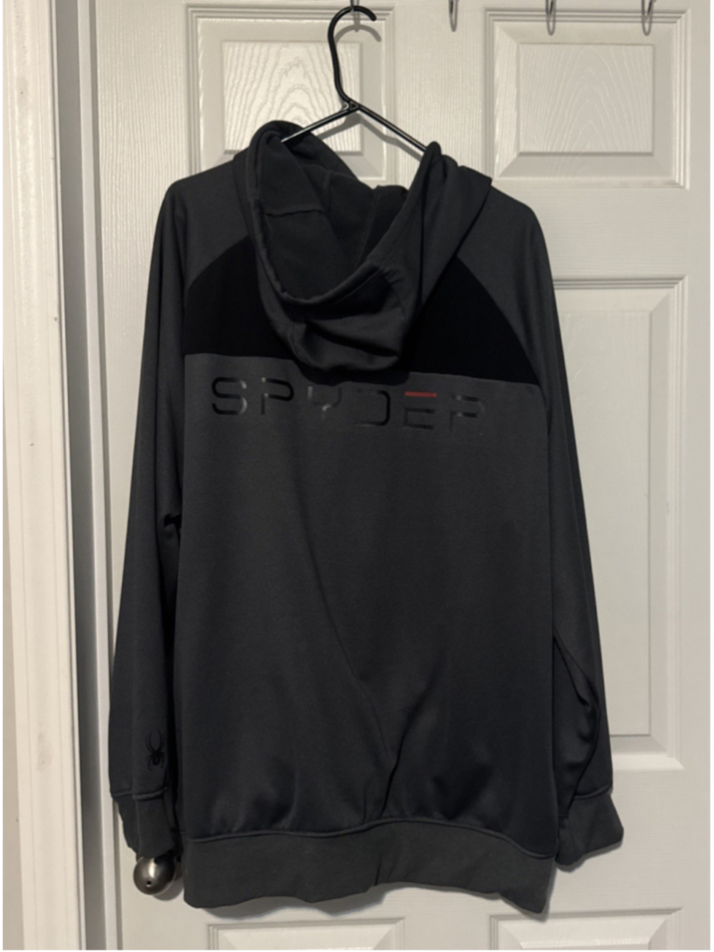 Men’s Spyder active hoodie Pullover Sweater Shirt Zipper Pockets 3X Hooded Grey